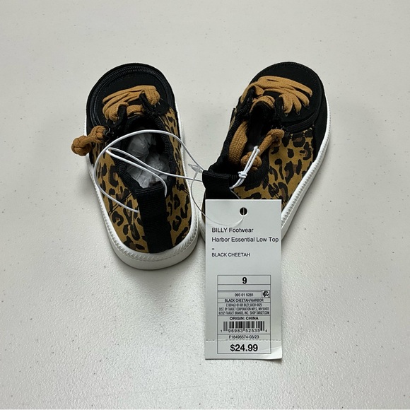 Billy Footwear Kids Little Girl’s Black Cheetah Print Low top Sneaker Shoes - Picture 2 of 7